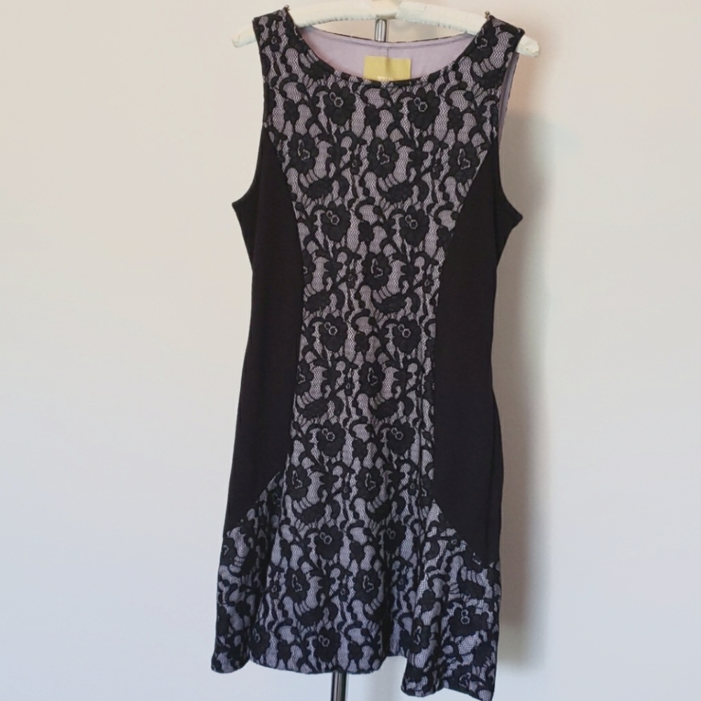 Anthropologie Maeve Floral Lace Black Dress sz M P